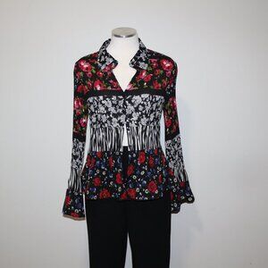 Sunny Leigh | Pleated Multi-Printed Button Up Blouse